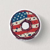 🍩 Amerikaanse vlag donut Ronde Button 3,2 Cm (Voorkant)