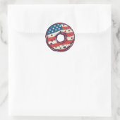 🍩 Amerikaanse vlag donut Ronde Sticker (Tas)