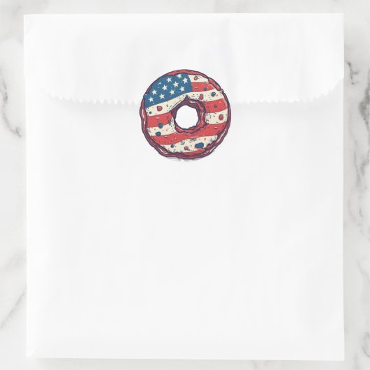 🍩 Amerikaanse vlag donut Ronde Sticker (Tas)