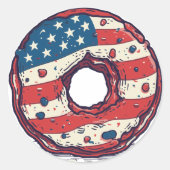 🍩 Amerikaanse vlag donut Ronde Sticker (Voorkant)