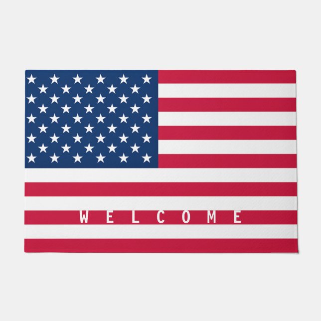 Amerikaanse vlag Doormat USA Welkom Deurmat (Voorkant)