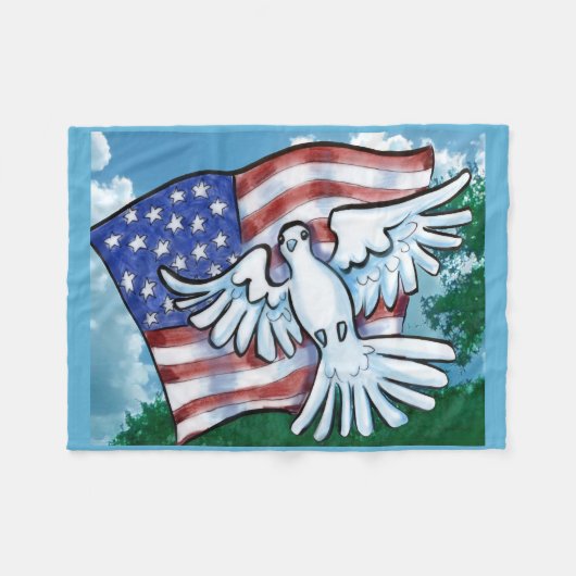 Amerikaanse vlag Dove Fleece Deken (Voorkant (Horizontaal))