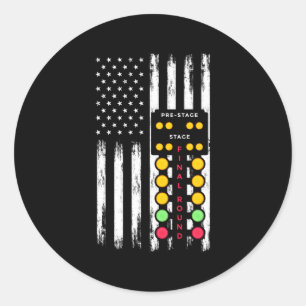 Amerikaanse vlag Drag Strip Auto Tree Light Raceca Ronde Sticker