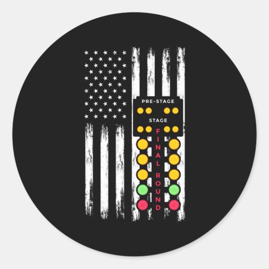 Amerikaanse vlag Drag Strip Auto Tree Light Raceca Ronde Sticker (Voorkant)