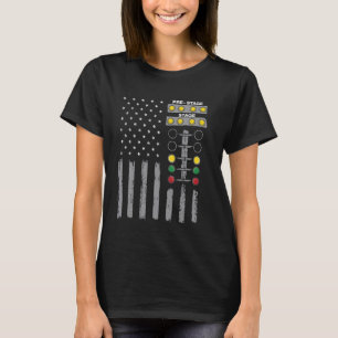Amerikaanse vlag Drag Strip Auto Tree Light Raceca T-shirt