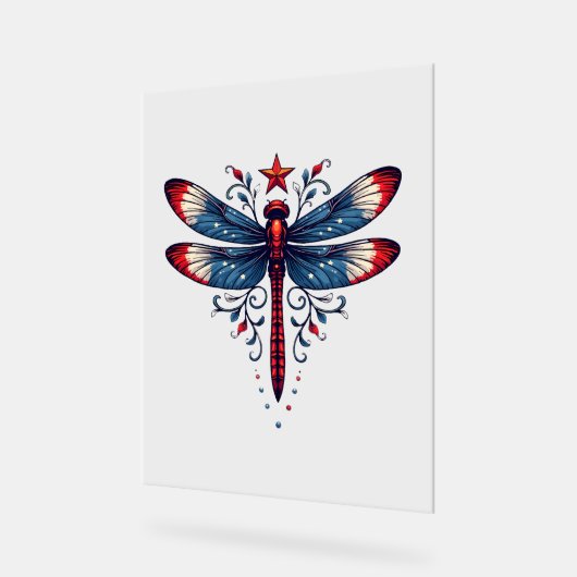 Amerikaanse Vlag Dragonfly Patriottische 4th of Ju Acryl Bord (Hoek)