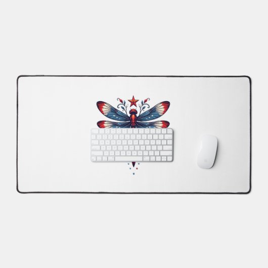 Amerikaanse Vlag Dragonfly Patriottische 4th of Ju Bureaumat (Keyboard & Muis)