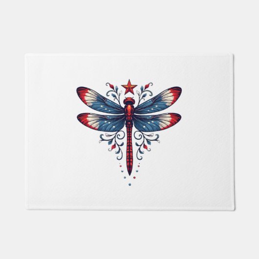 Amerikaanse Vlag Dragonfly Patriottische 4th of Ju Deurmat (Voorkant)