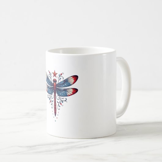 Amerikaanse Vlag Dragonfly Patriottische 4th of Ju Koffiemok (Voorkant rechts)