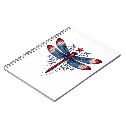 Amerikaanse Vlag Dragonfly Patriottische 4th of Ju Notitieboek (Linkerzijde)
