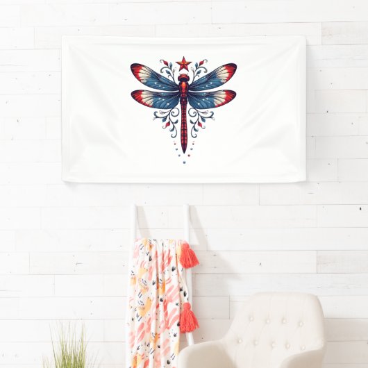 Amerikaanse Vlag Dragonfly Patriottische 4th of Ju Spandoek (Insitu)