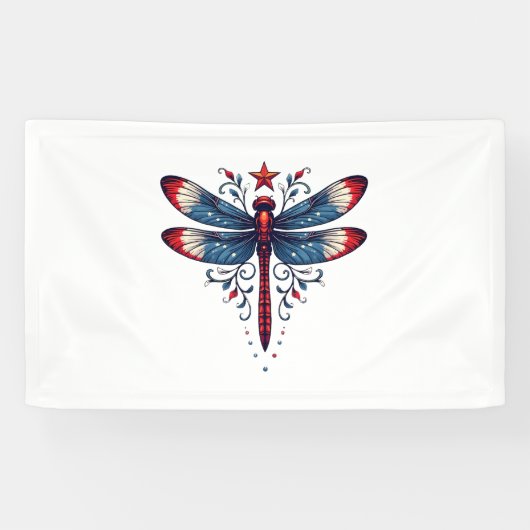 Amerikaanse Vlag Dragonfly Patriottische 4th of Ju Spandoek (Horizontaal)