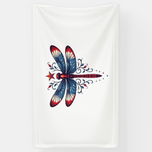 Amerikaanse Vlag Dragonfly Patriottische 4th of Ju Spandoek (Verticaal)