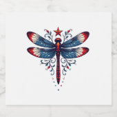 Amerikaanse Vlag Dragonfly Patriottische 4th of Ju Sparkling Wijnetiket (Enkel label)