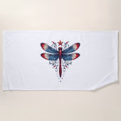 Amerikaanse Vlag Dragonfly Patriottische 4th of Ju Strandlaken (Voorkant)