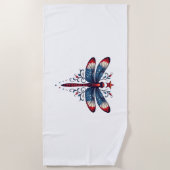 Amerikaanse Vlag Dragonfly Patriottische 4th of Ju Strandlaken (Voorkant)