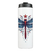 Amerikaanse Vlag Dragonfly Patriottische 4th of Ju Thermosbeker (Voorkant)