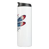 Amerikaanse Vlag Dragonfly Patriottische 4th of Ju Thermosbeker (Geroteerd rechts)