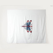Amerikaanse Vlag Dragonfly Patriottische 4th of Ju Wandkleed (Voorkant (horizontaal))