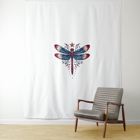 Amerikaanse Vlag Dragonfly Patriottische 4th of Ju Wandkleed (In situ)