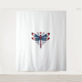 Amerikaanse Vlag Dragonfly Patriottische 4th of Ju Wandkleed (Voorkant)