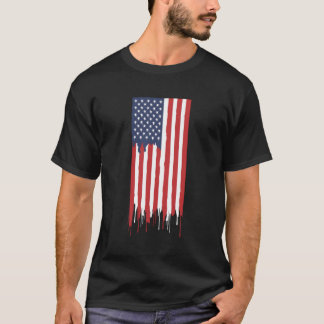 Amerikaanse vlag druipverf t-shirt