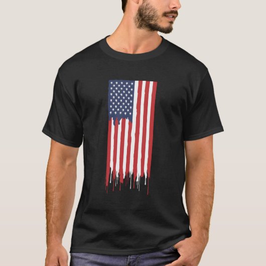Amerikaanse vlag druipverf t-shirt (Voorkant)