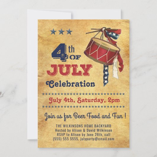 Amerikaanse vlag  drum 4th of JULY Celebration Kaart (Voorkant)