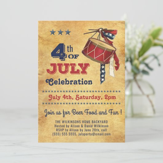 Amerikaanse vlag  drum 4th of JULY Celebration Kaart (Staand voorkant)