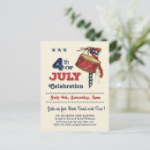 Amerikaanse vlag  drum 4th of JULY Celebration Uitnodiging Briefkaart (Staand voorkant)