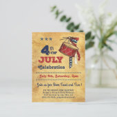 Amerikaanse vlag  drum 4th of JULY Celebration Uitnodiging Briefkaart (Staand voorkant)