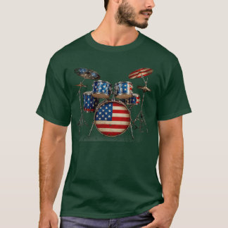 Amerikaanse Vlag Drum Drumstel 4 juli VS Patriotti T-shirt