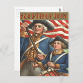 Amerikaanse vlag drummer Boy Soldier Fireworks Briefkaart (Voorkant / Achterkant)