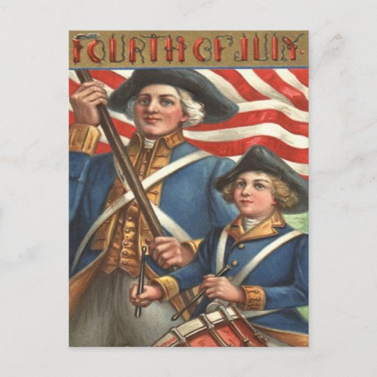 Amerikaanse vlag drummer Boy Soldier Fireworks Briefkaart (Voorkant)
