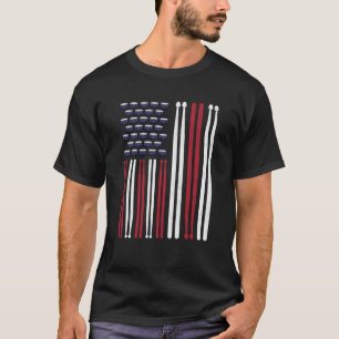 Amerikaanse Vlag Drummer Drumstokken Drums Vintage T-shirt