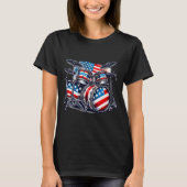 Amerikaanse Vlag Drumset USA Patriotic Drummer 4 T-shirt (Voorkant)