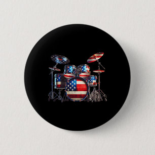 Amerikaanse vlag drumstel 4 juli USA Patriot Ronde Button 5,7 Cm