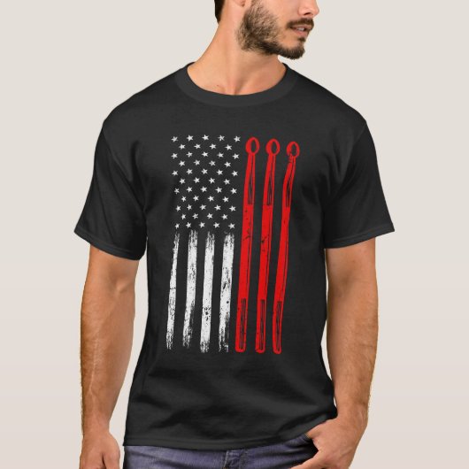 Amerikaanse vlag Drumsticks USA Drummers T-shirt (Voorkant)
