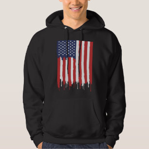 Amerikaanse Vlag Druppelende Verf Graffiti USA Pat Hoodie