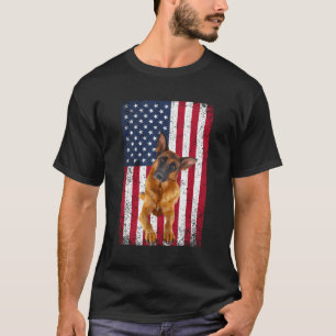 Amerikaanse vlag Duitse herder liefhebber grappig T-shirt