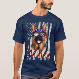 Amerikaanse vlag Duitse herder patriottisch op de  T-shirt