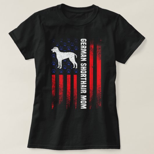 Amerikaanse Vlag Duitse Korthaar Pointer Mom Gift  T-shirt (Design voorkant)