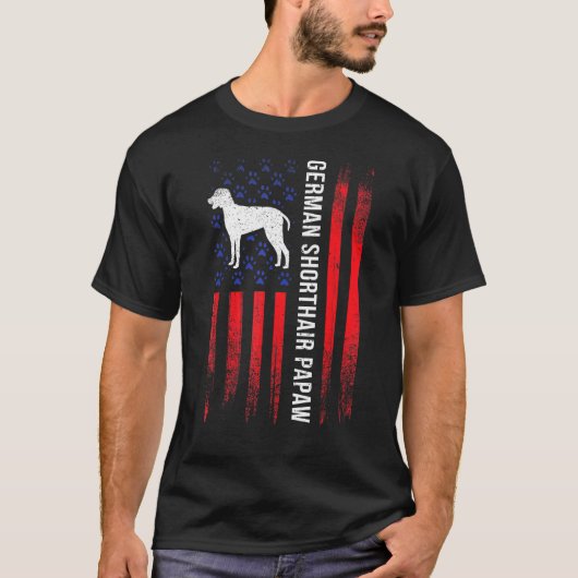 Amerikaanse vlag Duitse Korthaar Pointer Papaw Poi T-shirt (Voorkant)