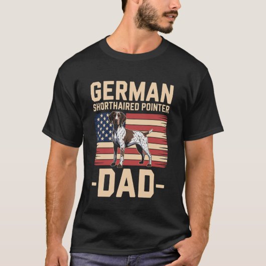 Amerikaanse Vlag Duitse Korthaar Pointer Vader T-shirt (Voorkant)