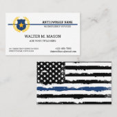 AMERIKAANSE VLAG | Dunne blauwe lijn politie Visitekaartje (Voorkant / Achterkant)
