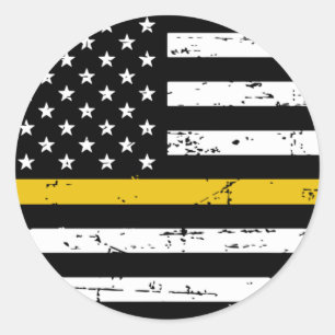 Amerikaanse vlag dunne gouden lijn ronde sticker