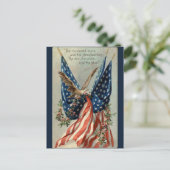 -Amerikaanse vlag Eagle en Flowers Patriottic Briefkaart (Staand voorkant)