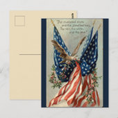 -Amerikaanse vlag Eagle en Flowers Patriottic Briefkaart (Voorkant / Achterkant)