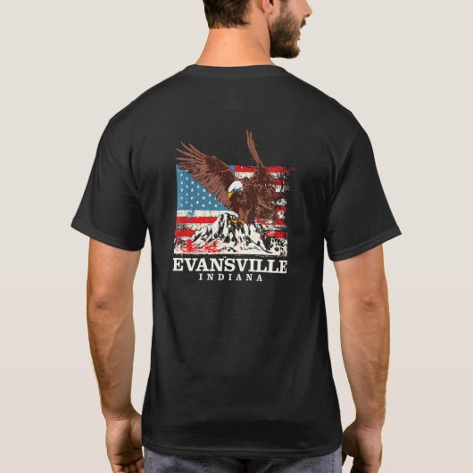 Amerikaanse vlag Eagle Evansville Patriotic Indian T-shirt (Achterkant)