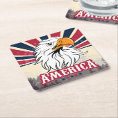 Amerikaanse vlag / Eagle Onderzetter Set (Schuin)